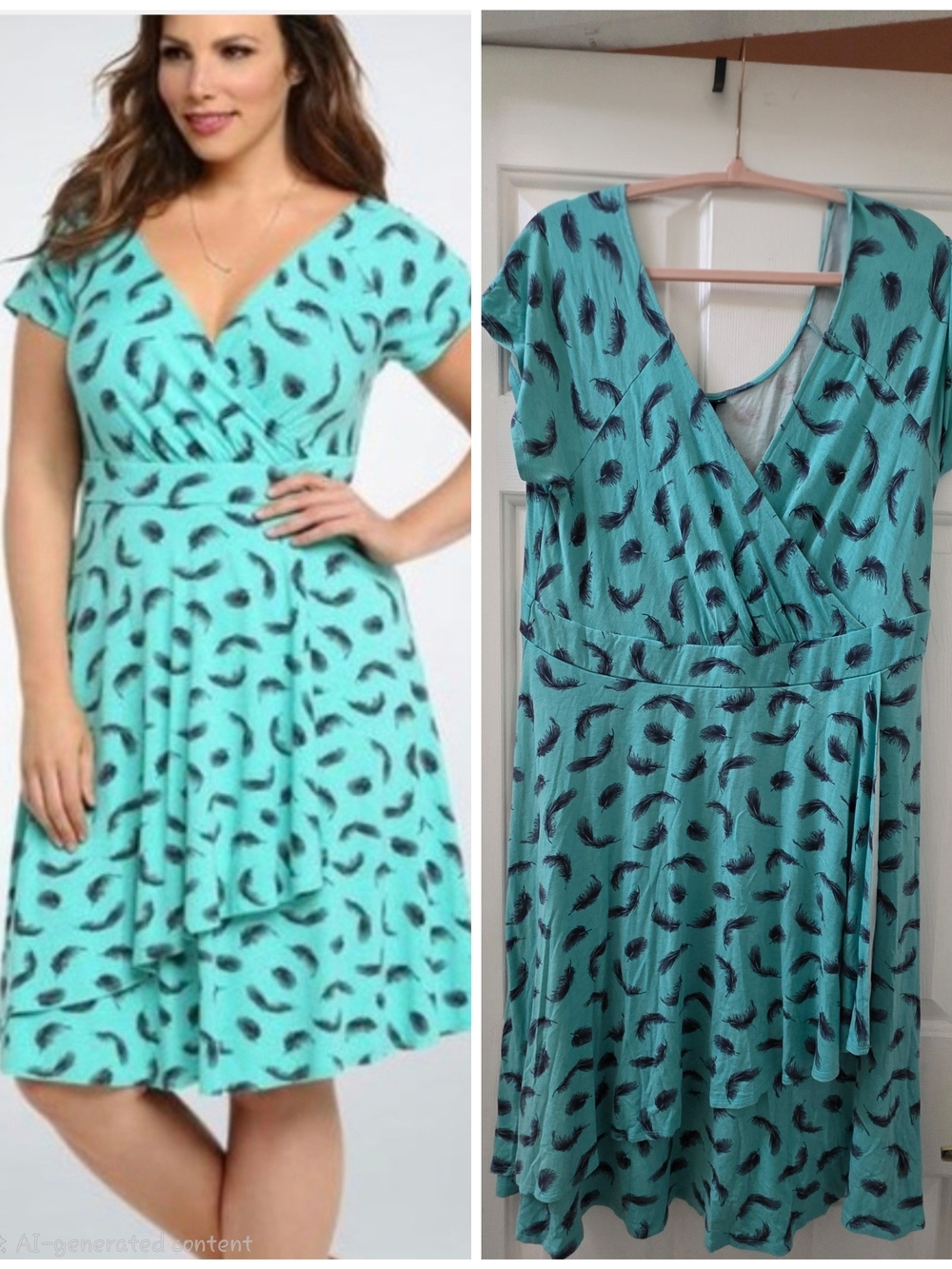 torrid Aqua Feather-Print Wrap Dress - Women